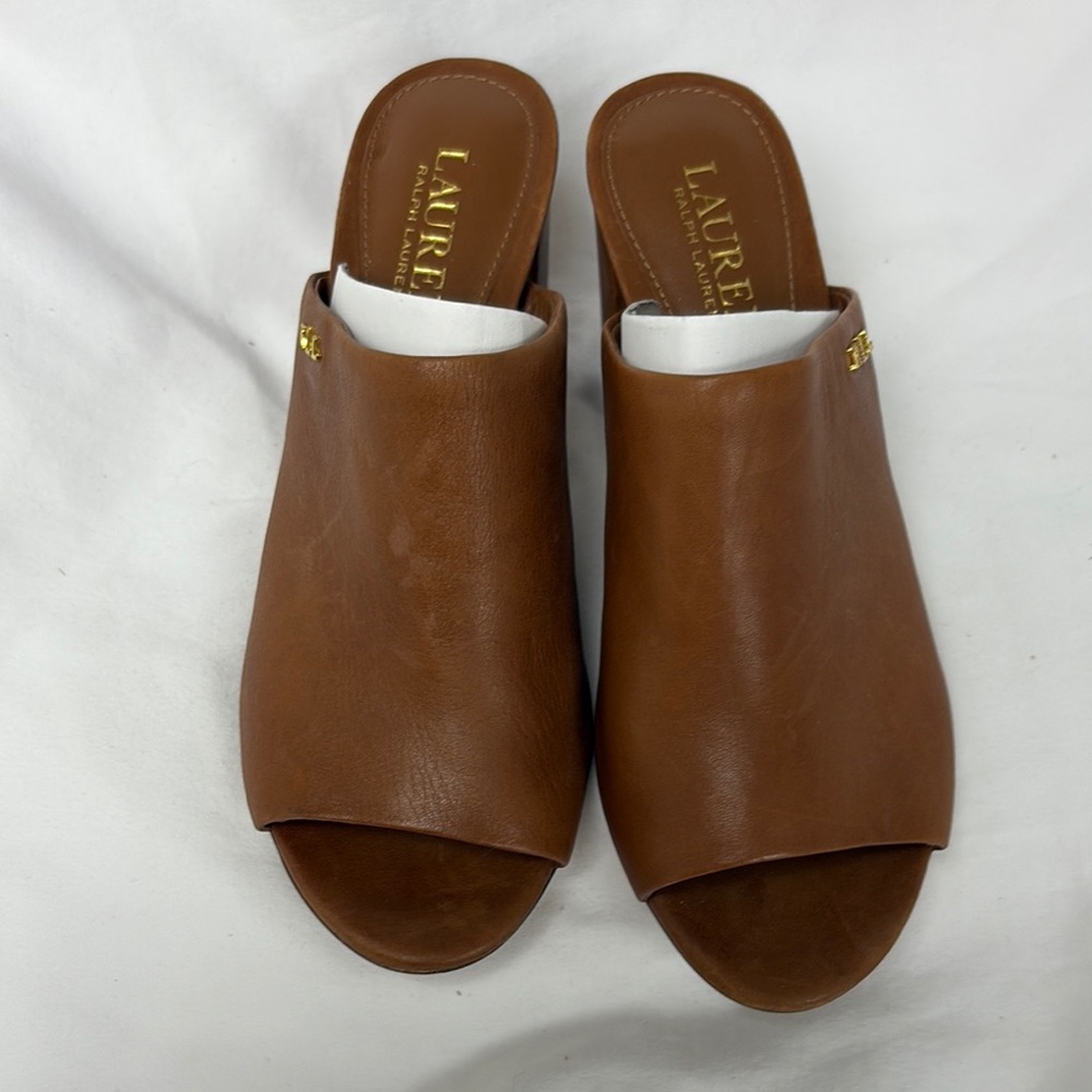 Ralph Lauren Brown Leather Slip-On Mules